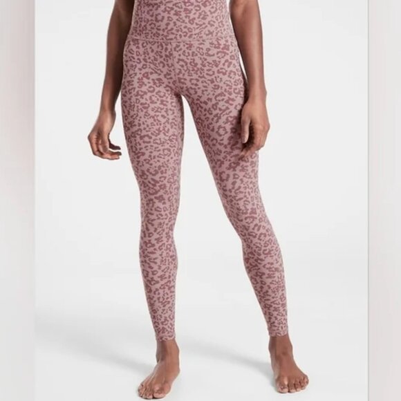 LIKE NEW Athleta Elation Ultra High Rise Leggings Pink Leopard Small - Picture 1 of 5